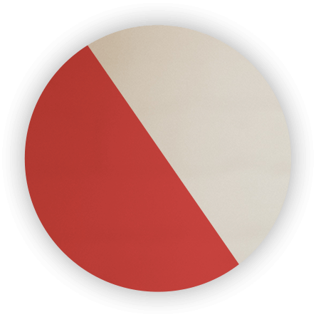 B+D iconic red background and branding elements