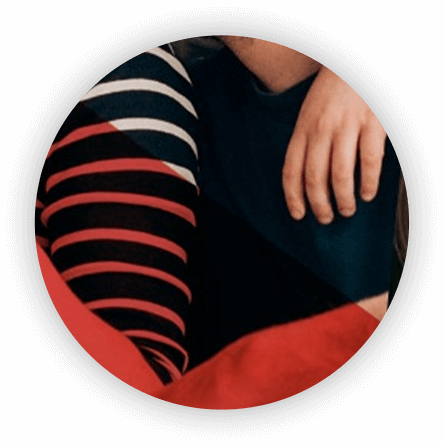 B+D iconic red background and branding elements
