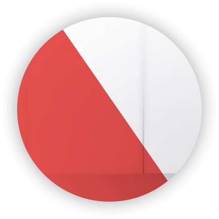 B+D iconic red background and branding elements