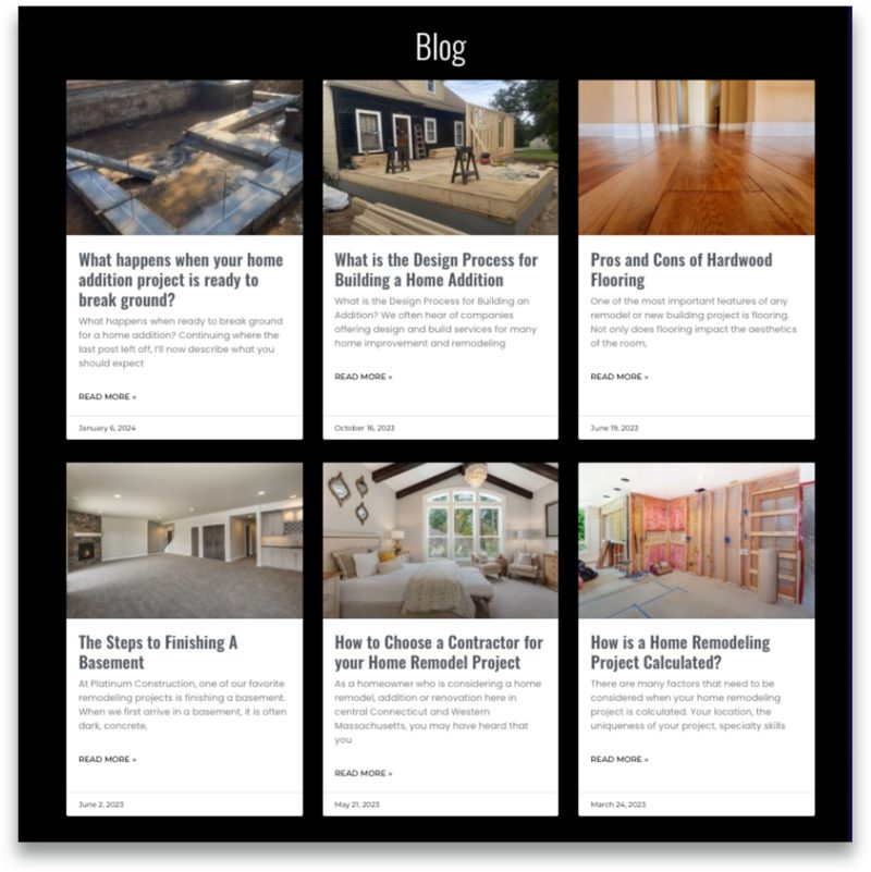 Platinum Construction LLC redesign DAC page Blog before page Platinum Construction LLC redesign DAC page Blog before page